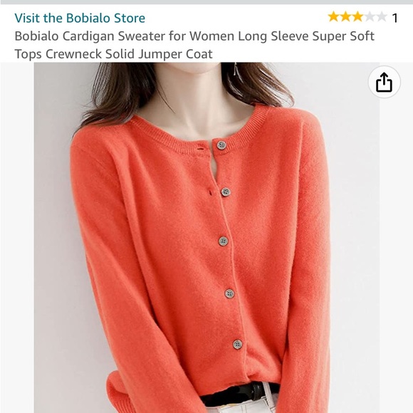 Pretty orange button up long sleeves sweater, never worn. - Picture 2 of 5